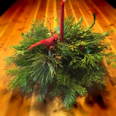 Holiday Centerpiece, including a bird and candle
